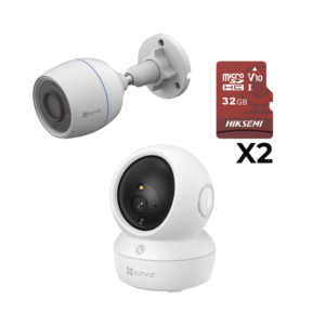 Kit de cǭmaras WiFi / Incluye 1 pieza CSH6C/3MP Para Uso en Interior / 1 pieza CS-H3C Para Uso en Exterior / 1 PZA Micro SD HS-TF-E1/32G / Detecci??n de Movimiento / Notificaciones Instantǭneas