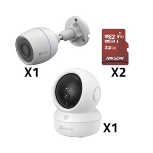 Kit de cǭmaras WiFi / Incluye 1 pieza CS/H6C/5MP Para Uso en Interior / 1 pieza CS-H3C Para Uso en Exterior / 1 PZA Micro SD HS-TF-E1/32G / Detecci??n de Movimiento / Notificaciones Instantǭneas