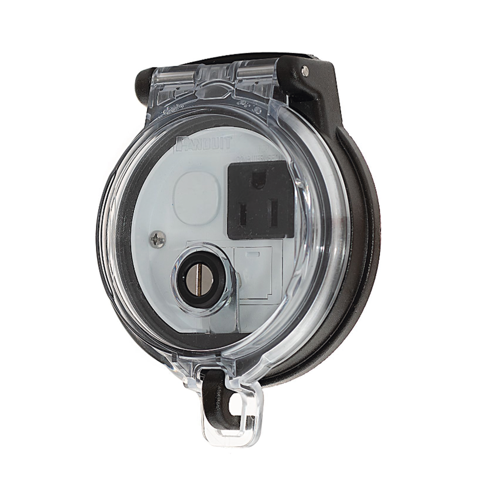 Dispositivo Circular de Puertos de Acceso a Datos, Con Dos Espacios Para Módulos Mini-Com y Un Receptáculo NEMA 5-15R, Protección IP66, de 3" de Diámetro - Imagen 5
