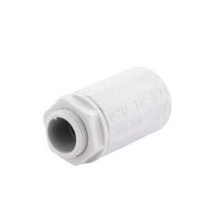 Conector de tubería rígida a caja (Racor), PVC Auto-extinguible, de 20 mm