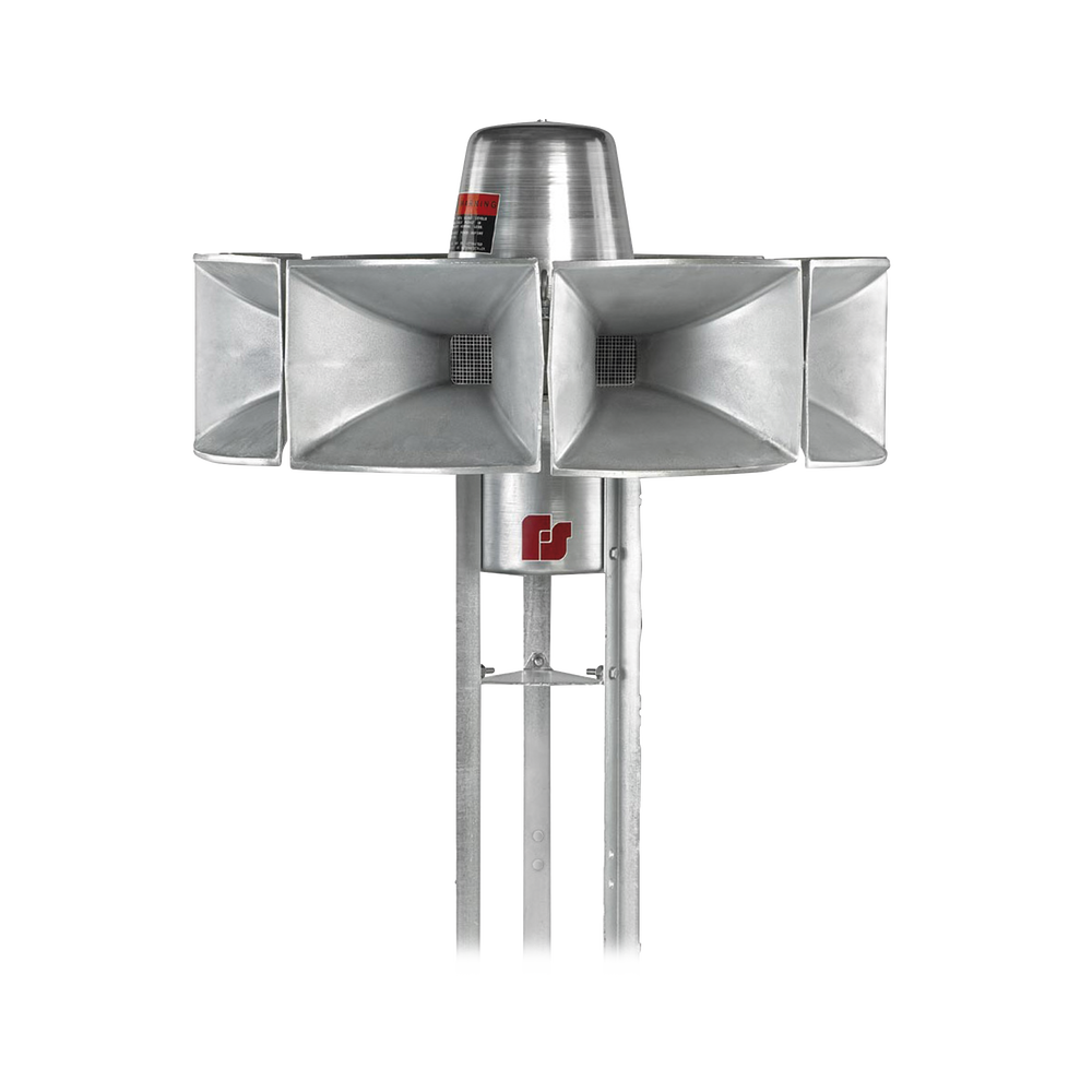 Sirena Electromecánica Eclipse8 / Omnidireccional 360° / 115 dBc a 30.5 m (100 ft) / 3 Señales de Alerta / Alimentación DC 46V / 255 lb (116 kg) / Aluminio 100%