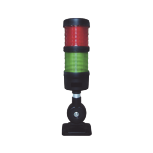 Torre LED Indicadora de estado de 2 niveles color Rojo y Verde, con Buzzer integrado a 85 dB,  a 110-240 VCA con Montaje incluido de 60 mm de diámetro