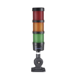 Torre LED Indicadora de estado de 3 niveles color Rojo, Ámbar y Verde, con Buzzer integrado a 85 dB,  a 24 VCD con Montaje incluido de 60 mm de diámetro