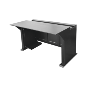 Escritorio Estaci??n Mobiliaria Profesional de Monitoreo y Control / Videovigilancia / Acceso / Alarmas / Etc... / Metal Negro y Madera Tono Oscuro