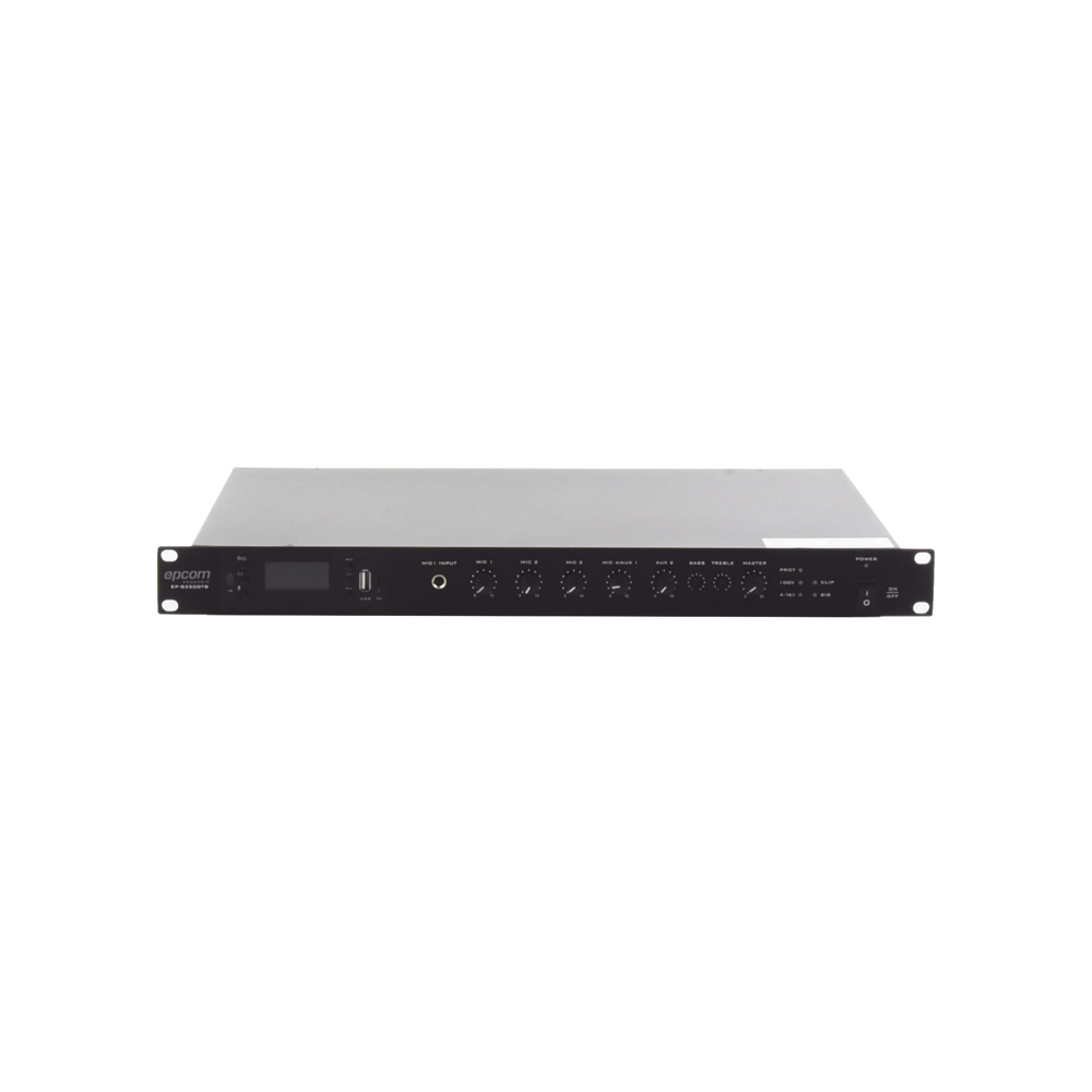 Amplificador de Audio | 1 canal | 350 W | Sistema 100V y Baja Impedancia | 4 Entradas de Micrófono Balanceadas | Bluetooth | USB | SD | FM | Montaje en Rack - Imagen 2
