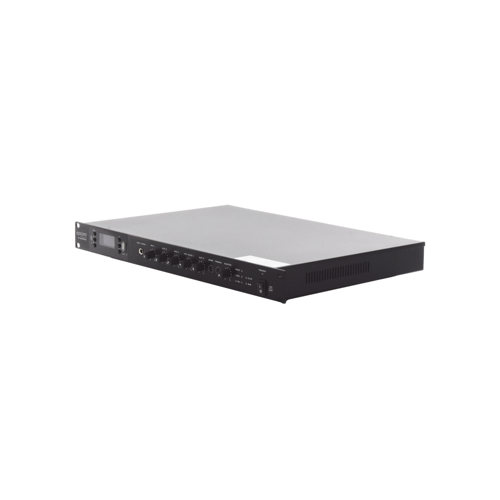 Amplificador de Audio | 1 canal | 350 W | Sistema 100V y Baja Impedancia | 4 Entradas de Micrófono Balanceadas | Bluetooth | USB | SD | FM | Montaje en Rack - Imagen 3