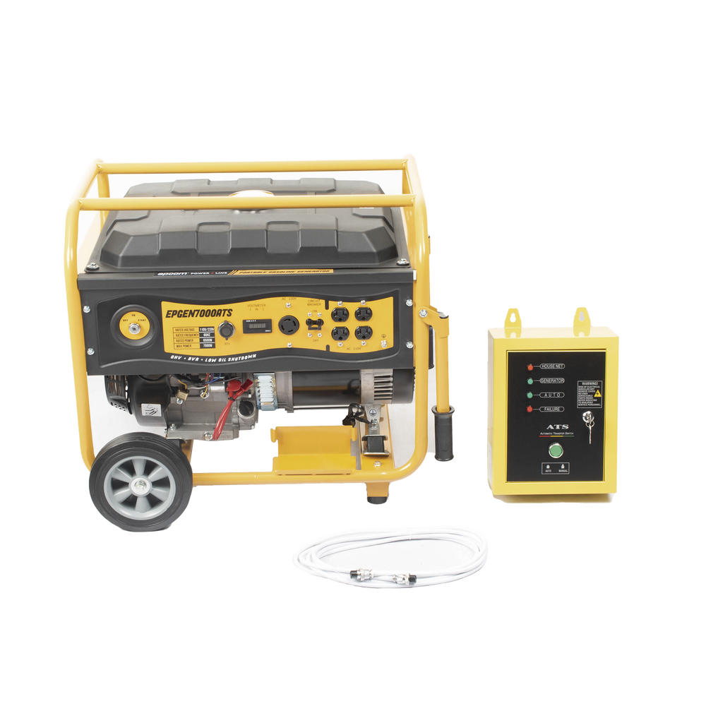 Generador a Gasolina / Planta de Emergencia con Encendido Automǭtico, 6.5KW, 220Vac 2 Fases, Jaula con Ruedas para Fǭcil Traslado