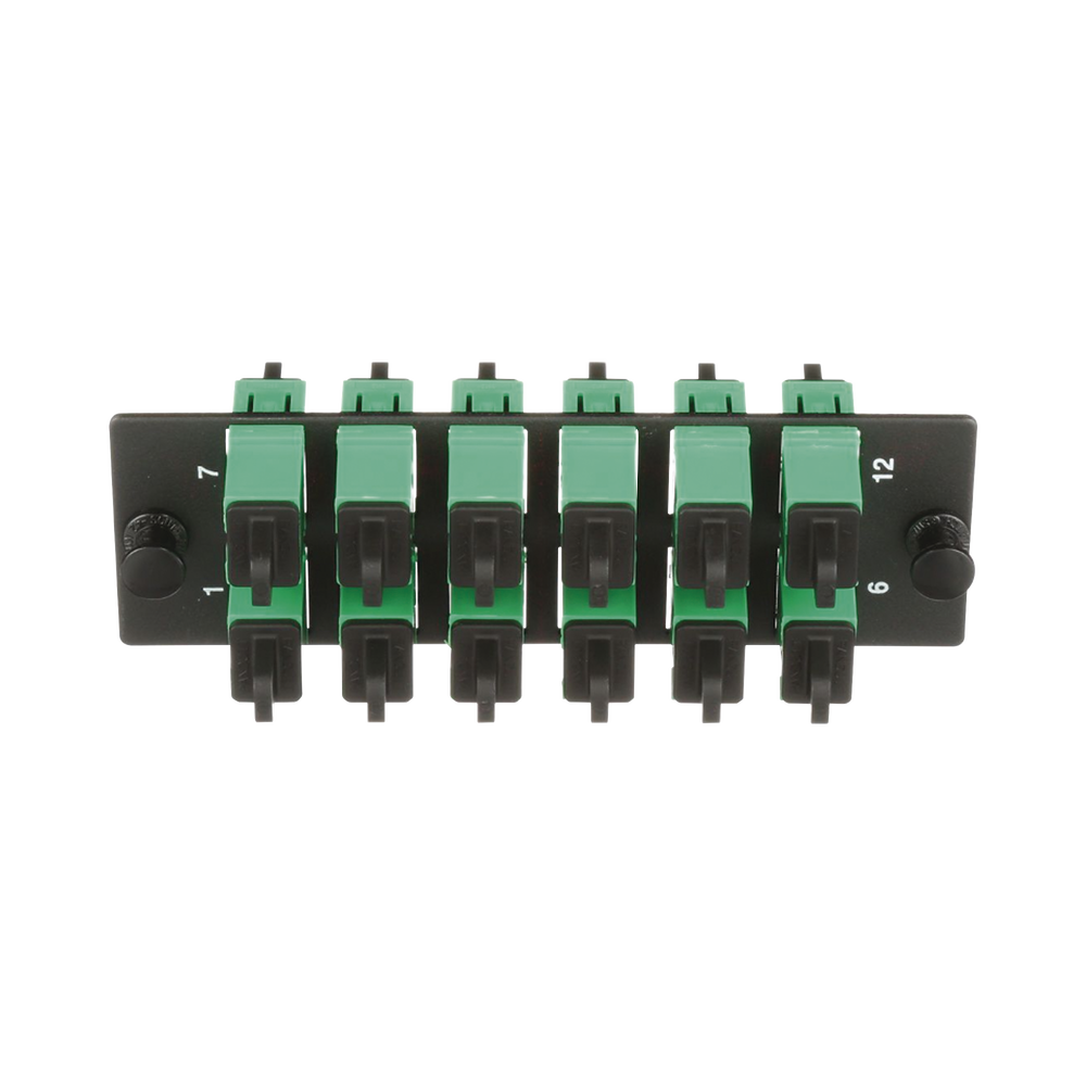 Placa Acopladora de Fibra Optica FAP, Con 12 Conectores SC/APC (12 Fibras), Para Fibra Monomodo OS1/OS2, Color Verde - Imagen 2