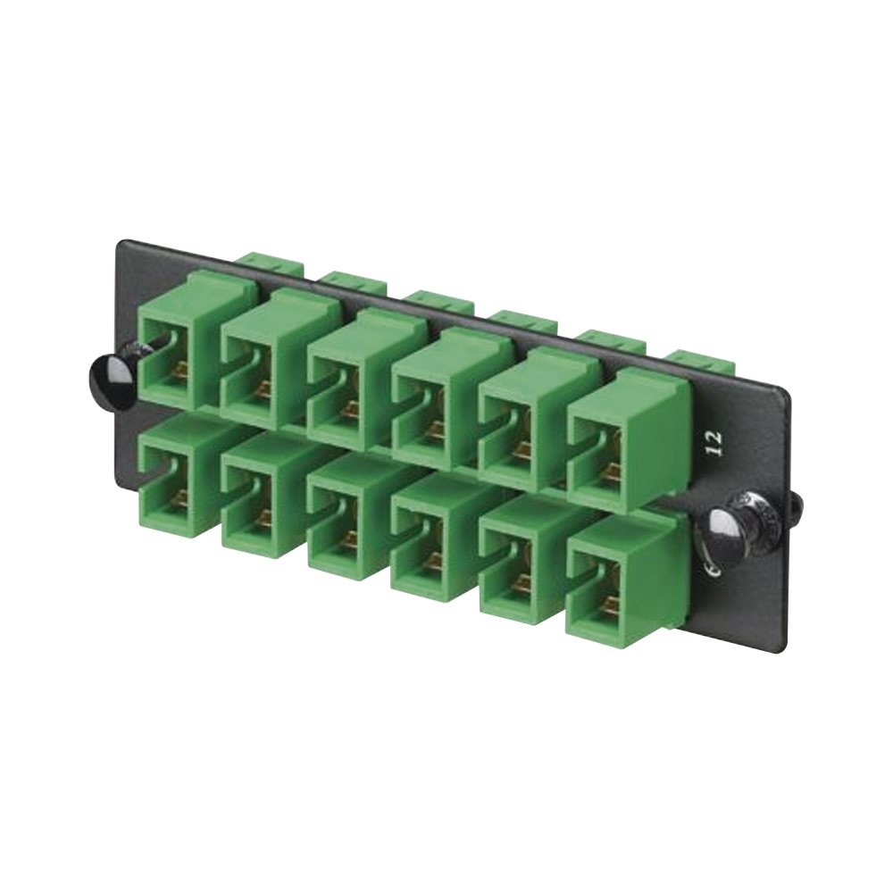 Placa Acopladora de Fibra Optica FAP, Con 12 Conectores SC/APC (12 Fibras), Para Fibra Monomodo OS1/OS2, Color Verde - Imagen 3