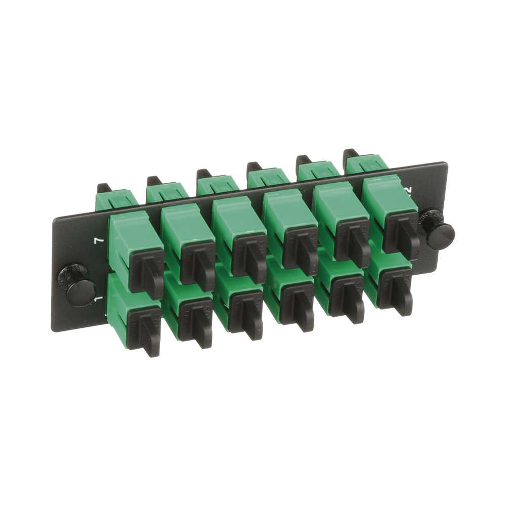 Placa Acopladora de Fibra Optica FAP, Con 12 Conectores SC/APC (12 Fibras), Para Fibra Monomodo OS1/OS2, Color Verde - Imagen 4