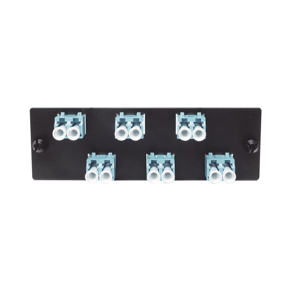 Placa Acopladora de Fibra Optica FAP, Con 6 Conectores LC Duplex (12 Fibras), Para Fibra Multimodo OM3/OM4, Color Aqua - Imagen 2