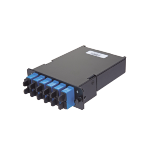 Placa Acopladora de Fibra ?ptica FAP, Con 12 Pigtails y 6 Conectores LC Duplex (12 Fibras), Para Fibra Monomodo OS1/OS2, Color Azul