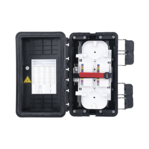 Caja de Distribuci?n de Fibra ?ptica, Hasta 96 Empalmes, Exterior IP65, Color Negro