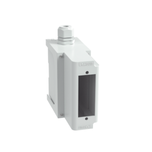 Panel de Parcheo Modular para Fibra ?ptica, de Instalaci?n en Riel DIN Est?ndar de 35 mm (1.38 pulgadas), Acepta Una Placa Acopladora FAP, De Profundidad Extendida, Color Gris