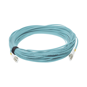 Jumper de Fibra ?ptica Multimodo 50/125 XGLO OM3, LC-LC Duplex, OFNR, Color Aqua, 30 Metros (98.43 Pies)