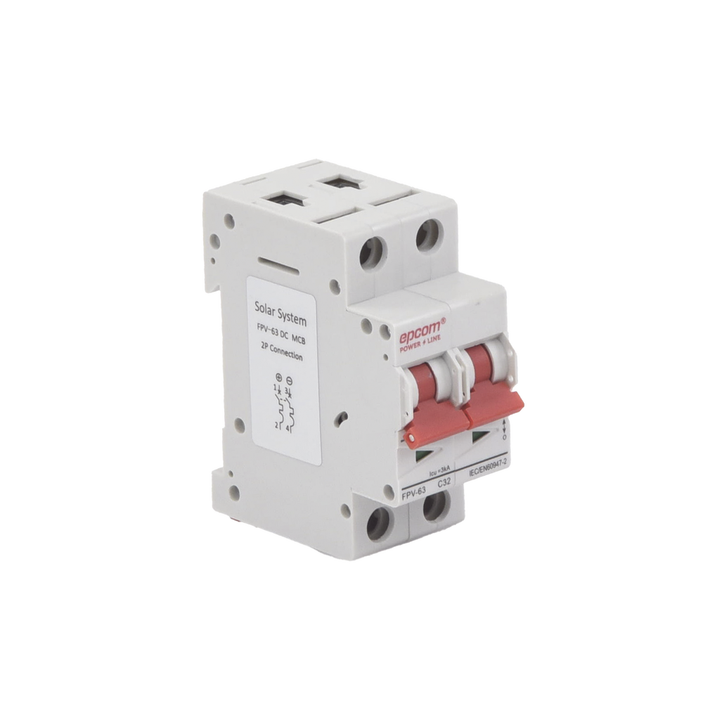 Protección Térmica/ Interruptor 2P, 32A, Corriente Directa 800 Vcc para Aplicación Fotovoltaica Montaje Riel DIN - Imagen 3
