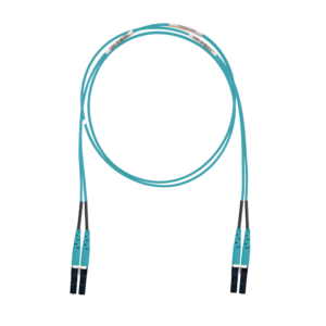 Jumper de Fibra Optica Multimodo 50/125 OM3, LC-LC Duplex, LSZH (Cero Hal?genos), Color Aqua, 1 Metro (3.28 Pies)