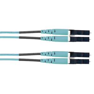 Jumper de Fibra Optica Multimodo 50/125 OM3, LC-LC Duplex, LSZH (Cero Hal?genos), Color Aqua, 2 Metros (6.56 Pies)