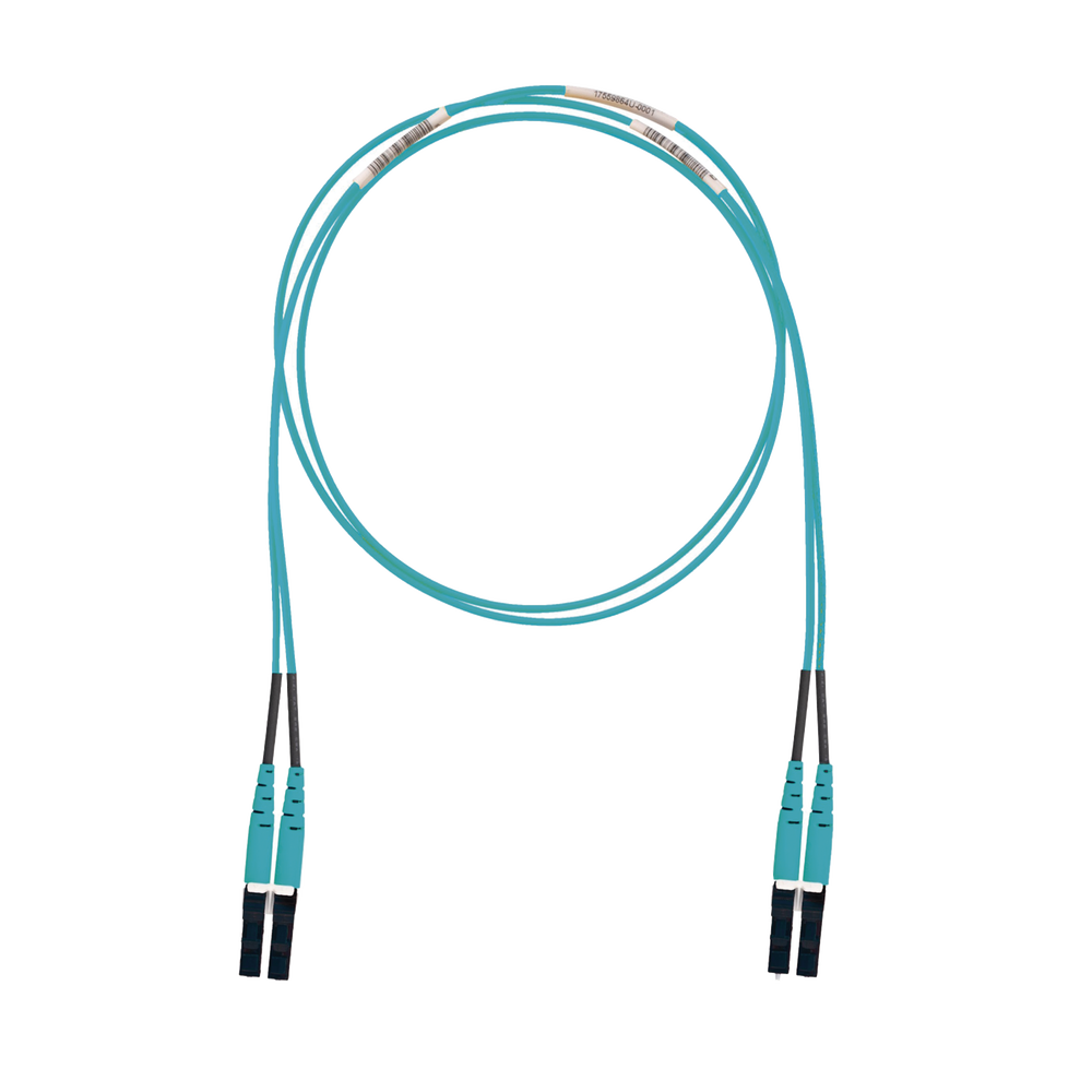 Jumper de Fibra Optica Multimodo 50/125 OM3, LC-LC Duplex, LSZH (Cero Hal?genos), Color Aqua, 3 Metros (9.84 Pies)