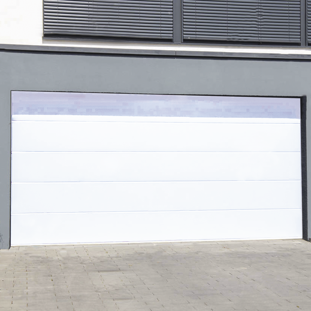 Puerta de Garage de Alta Calidad / Linea Central / Color Blanco 12X9 pies, AISLADA, Estilo Americana.