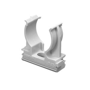 Soporte de presión (Abrazadera), PVC Auto-extinguible, abierto para tubería de 50 mm