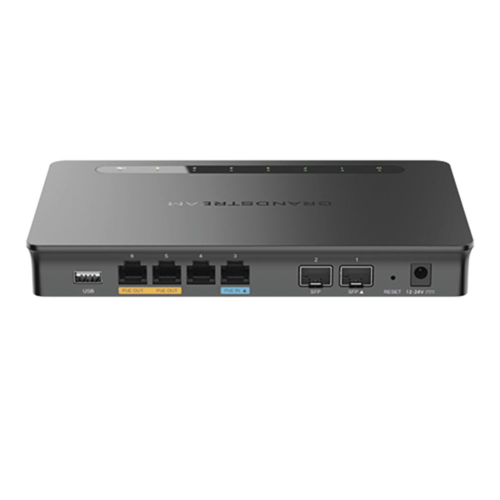 Router Gigabit VPN / Balanceador de cargas / 30,000 sesiones NAT / 4 puertos 10/100/1000 Mbps + 2 puertos SFP (WAN/LAN) / 1 puerto entrada PoE(af/at) / 2 puertos salida PoE (af/at) / Compatible con GWN Cloud. - Imagen 3