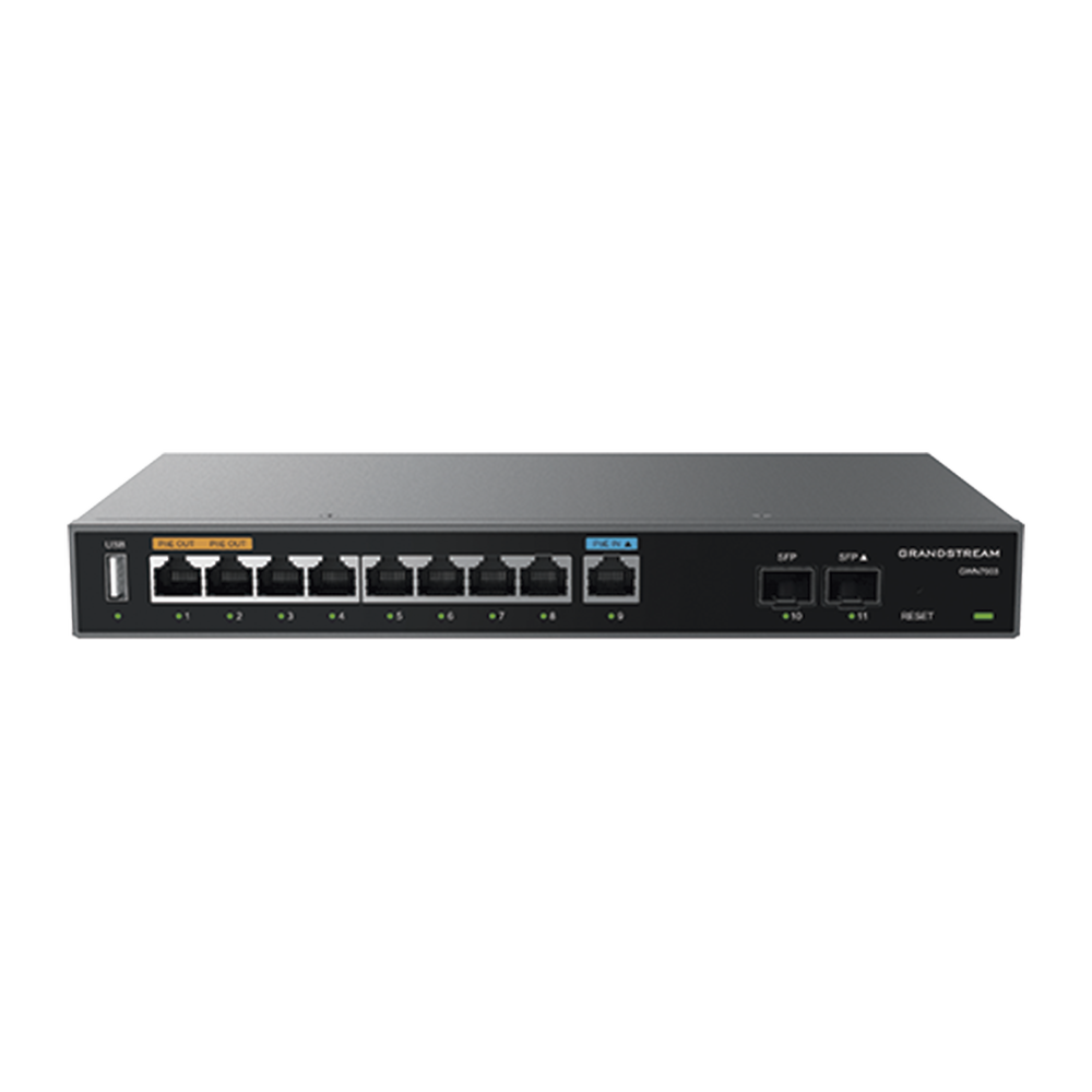 Router Gigabit VPN / Balanceador de cargas / 60,000 sesiones NAT / 9 puertos 10/100/1000 Mbps + 2 puertos SFP (WAN/LAN) / 1 puerto entrada PoE(af/at) / 2 puertos salida PoE (af/at) / Compatible con GWN Cloud. - Imagen 2