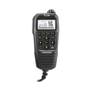 Micr??fono comando color negro y pantalla en fondo blanco para serie IC-M510, IC-M424G e IC-M605