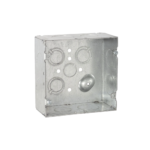 Caja Cuadrada 4 11/16" x 4 11/16"/ Profundidad 2- 1/8"/ 4 Entradas 1", 4 Entradas 3/4", 1 Entrada 1/2" y 3 TKO (1/2"-3/4").