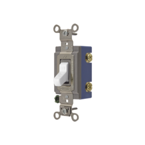 Interruptor de Palanca 15 A 120-277 V CA/ Unipolar / Grado Industrial/ Uso Extra Pesado / Cableado Lateral y Posterior / Color Blanco.