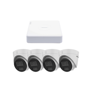 Kit IP 1080p (2 Megapixel) / NVR de 4 Canales con 4 Puertos PoE / 4 Cǭmaras IP Turret con Micr??fono Integrado / ColorVu y ACUSENSE Lite