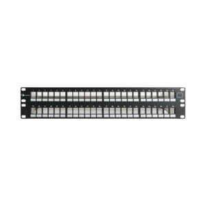 Patch Panel UTP Keystone de 48 Puertos Modular (Vac?o), Plano, 2UR, Compatible con Jacks Keystone UTP Z-MAX y MAX