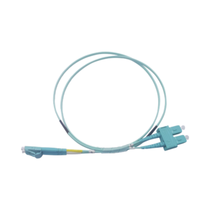 Jumper de Fibra ?ptica Multimodo OM3 50/125 LC-SC OFNR (Riser), 2.0 mm, D?plex, Aqua, 1 metro (3.28 pies)