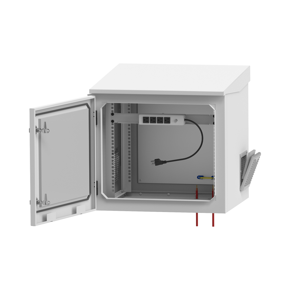 Gabinete de Exterior con Rack de 19" de 9UR con Ventiladores y Termostato, Se env??a el Gabinete armado, (Montaje a poste o torre se vende por separado). - Imagen 3