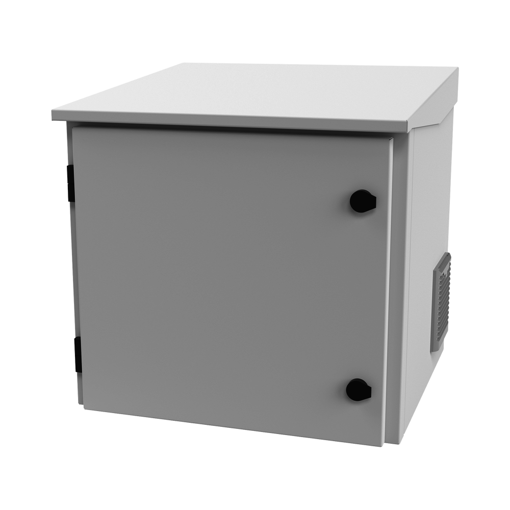 Gabinete de Exterior con Rack de 19" de 9UR con Ventiladores y Termostato, Se env??a el Gabinete armado, (Montaje a poste o torre se vende por separado).