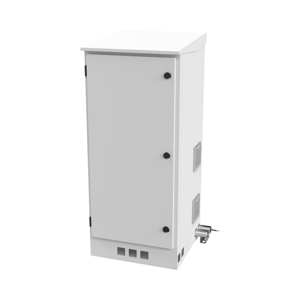 Gabinete de Piso para Exterior con Ventiladores y Termostato con Rack de 19" de 16 U + Espacio para Bater??as, Se env??a el Gabinete Armado.