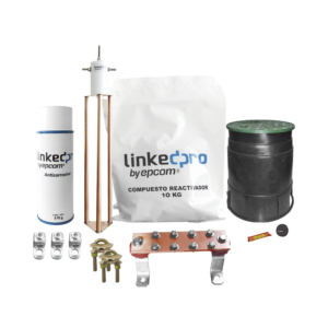 Kit Puesta a Tierra 30A / Electrodo Cobre Electrol?tico / Dise?o Delta / Filtro Equipotencial / Compuesto 12 kg / Barra Uni?n + Conectores + Registro