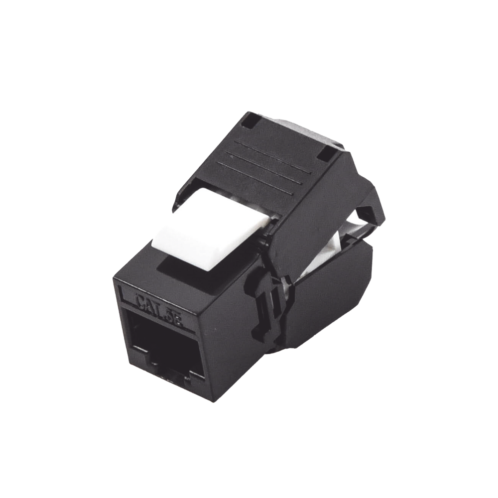 M?dulo Jack Keystone Cat5e (Toolless), con Terminaci?n en ?ngulo 180 - Color Negro, Compatible con Faceplate y Patchpanel Linkedpro