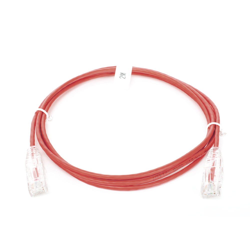 Cable de Parcheo Slim UTP Cat6 - 2 Metros (6.56 Pies) Rojo Di?metro Reducido (28 AWG) - Imagen 2