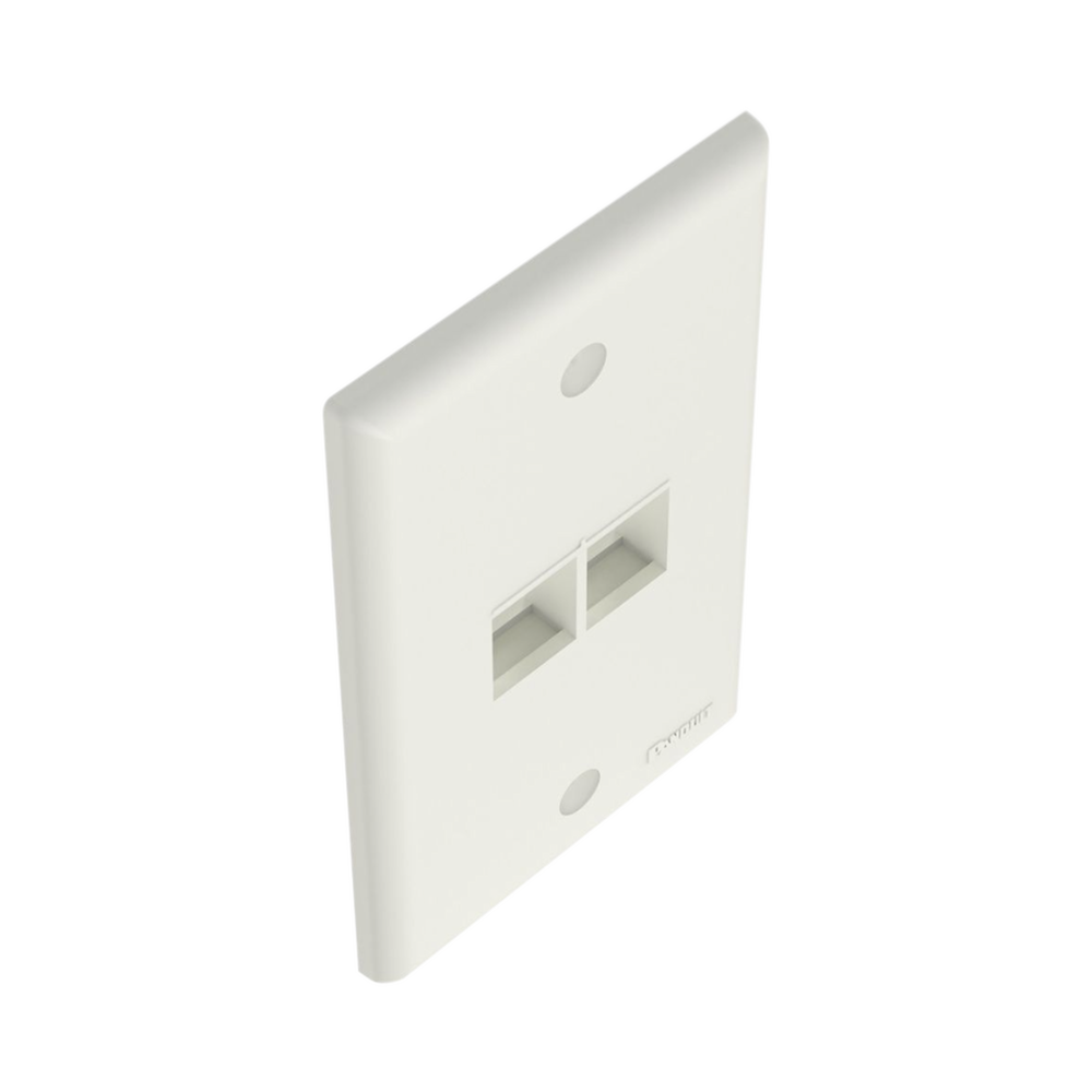 Placa de Pared Vertical, Salida Para 2 Puertos Keystone, Color Blanco Mate - Imagen 4