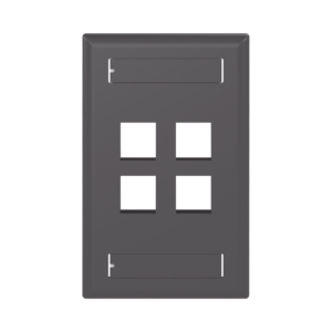 Placa de Pared Vertical, Salida Para 4 Puertos Keystone, Con Espacios Para Etiquetas, Color Negro