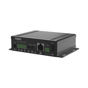 Gateway para Voceo IP/SIP,  Entrada de audio (3.5mm), salida de amplificador integrado de hasta 30W, puerto USB (reproducci??n de MP3),