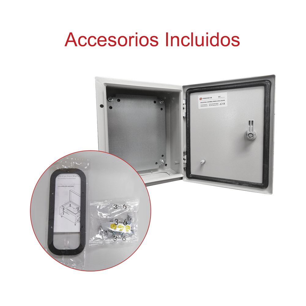 Gabinete de Acero IP66 Uso en Intemperie (400 x 400 x 200 mm) con Placa Trasera Interior de Metal y Compuerta Inferior Atornillable (Incluye Chapa y Llave T). - Imagen 6