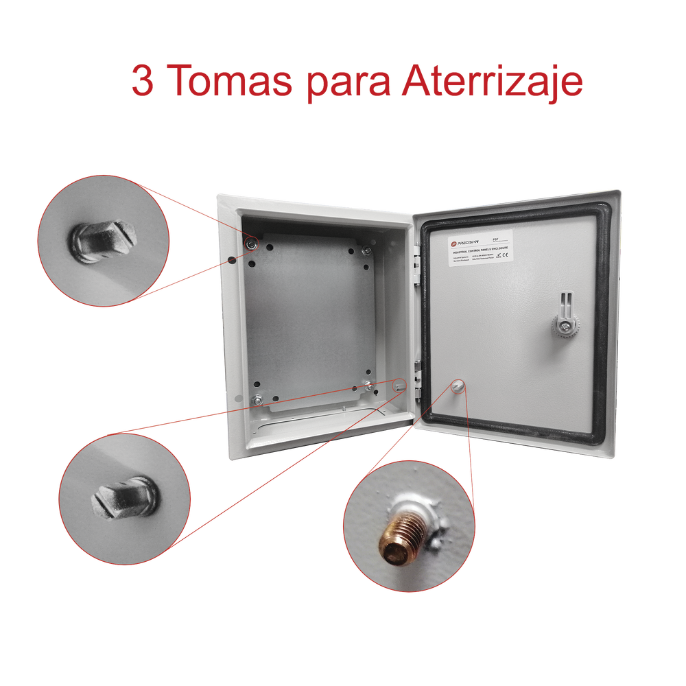 Gabinete de Acero IP66 Uso en Intemperie (400 x 400 x 200 mm) con Placa Trasera Interior de Metal y Compuerta Inferior Atornillable (Incluye Chapa y Llave T). - Imagen 7