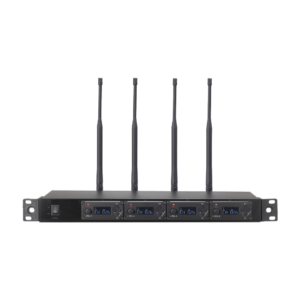 Receptor UHF para 4 micrófonos inalámbricos / Pantalla LCD de cristal liquido