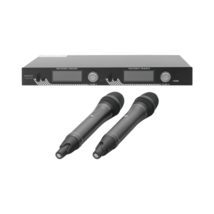 Kit de Microfonía inalámbrico | 2 Micrófonos de mano | Receptor UHF | Pantalla LCD | 200 Canales | Gran cobertura