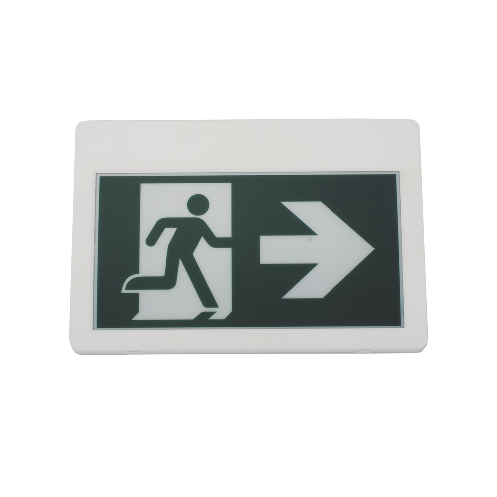 Letrero LED de Señalización de salida "Hombre Corriendo"/ Alto brillo / Uso en pared, lateral o techo / Batería de Respaldo Incluida con hasta 120 minutos de duracion