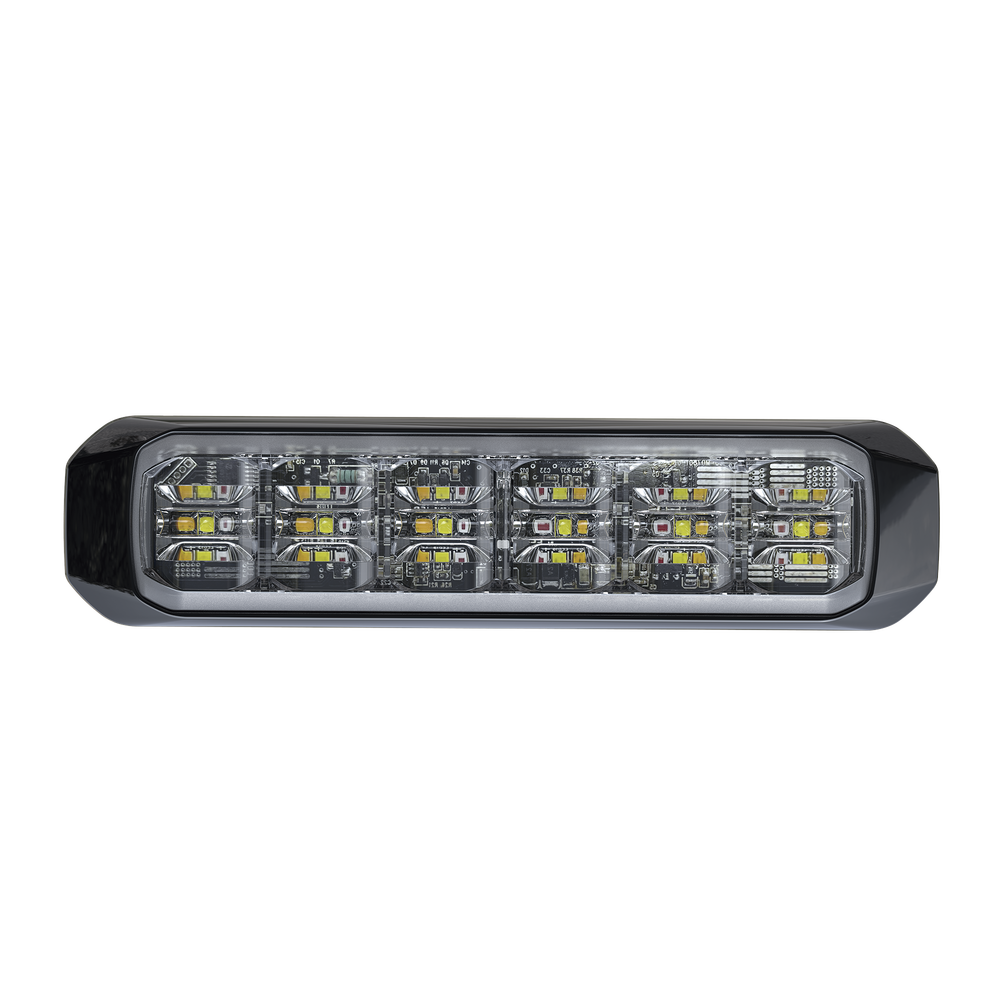 Luz Auxiliar de 18 LED, SAE, Tricolor, Bisel Negro, Rojo/Blanco/Ambar, Lente Transparente - Imagen 2