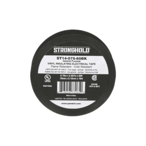 Cinta Eléctrica STRONGHOLD para Aislar, de PVC, Uso General Reparación y Mantenimiento, Grosor de 0.18mm (7 mil), Ancho de 19mm, y 18m de Largo, Color Negro