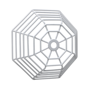 Rejilla de acero Web Stopper® para protección de detectores de humo de vandalismo y accidentes. Bajo perfil, montaje empotrado.